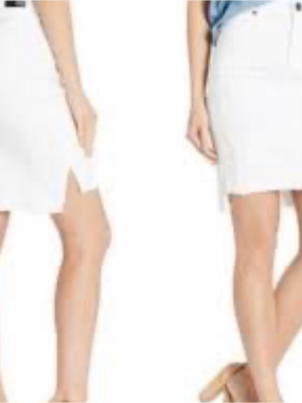 Kut from the Kloth Connie White Raw-Hem Denim Pencil Skirt